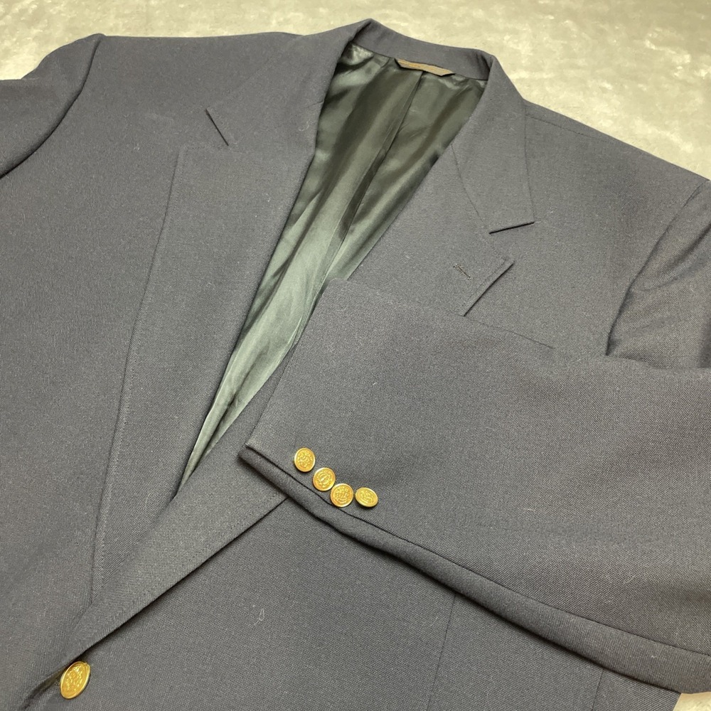 Vtg Lacrosse Mens Nautical Blazer Size 52L Navy Wool‎ 2 Gold Button Vented USA